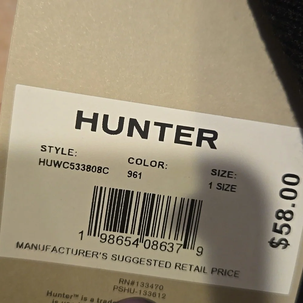 New Hunter Black Unisex Fleece Lined Beanie - Picture 8 of 10